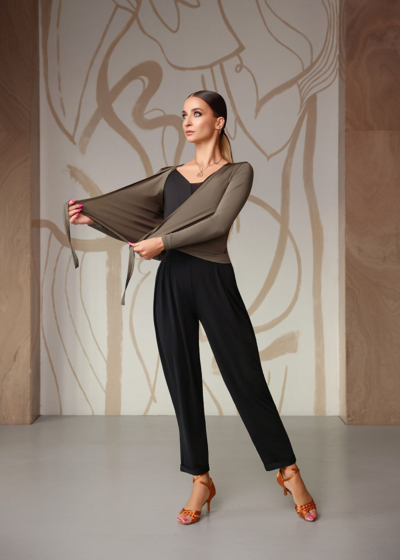 Жіночий топ на запах із довгим рукавом Grand Prix STASSI мікрополіамід, green tornado, S