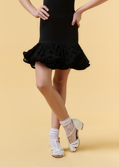 OH MY KISS - Юбка ЛТ RUBY, воланы микрополиамид+сетка флок, черный, 146см