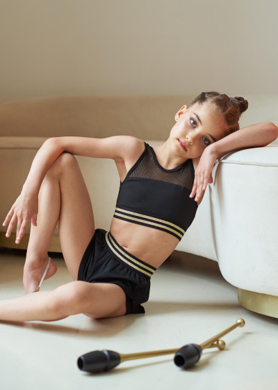 SELFMADE - Топ "борцовка" DEBORAH микрополиамид+сетка, черный, gold, XS