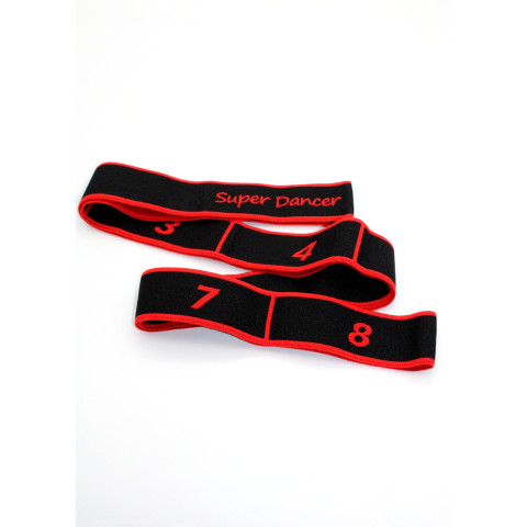 Резинка для розтяжки 8 петель Super Dance (дор.) поліестер+гума, чорний+червоний, 4х90 см