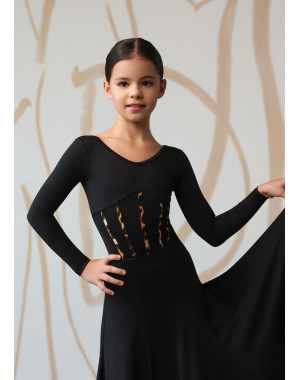 Купальник довгий рукав DAISY мікрополіамід, чорний, 140см