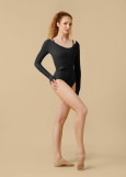 Боді розігрівочне RENE з довгим рукавом rayon rib knit, black, M