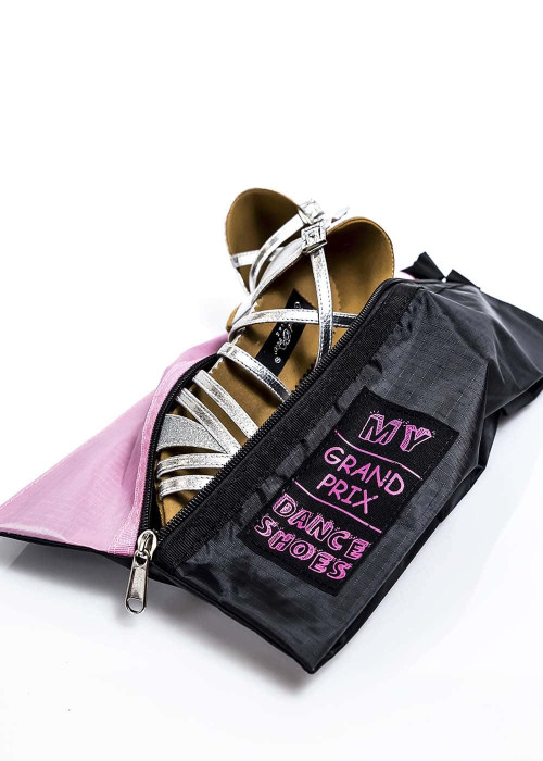 Сумка для обуви с нашивкой черный+розовый
