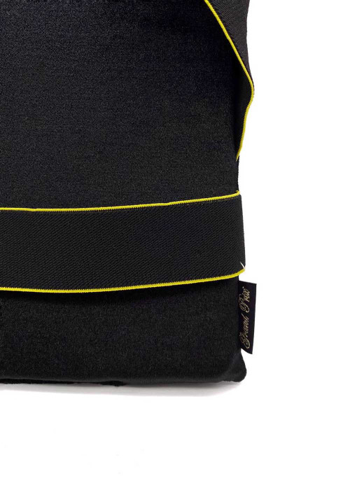 Подушка для растяжки под спину гимнастич. поролон+велюр, чёрный + лимон