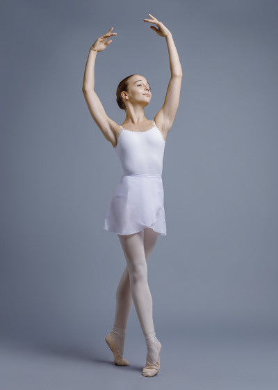 ORIELLA - Хитон балетный на запах, шифон шифон, белый, 146-152см