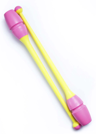 Булави для гімнастики CHACOTT Junior 65204, 36.5см пластик+гума, Pink - Yellow (262), 36.5cm