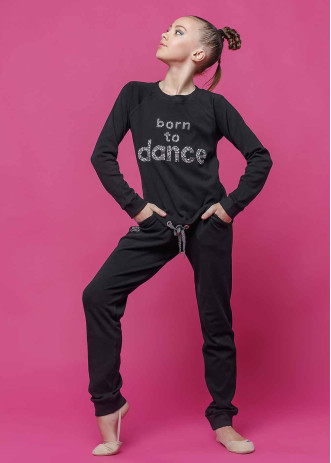 Спортивний костюм OLIMPIC "Born to Dance" 90%бавовна, 10%еластан, чорний, 122см