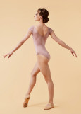 Жіночий купальник для танців та гімнастики з корот мікрополіамід+сітка, кораловий мигдаль, 152см