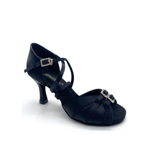 Туфлі бальні для латини SAMBA сатин, чорний, 2.5"fl, 38