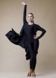 Кардиган жіночий для бальних танців з довгим рукав мікрополіамід, чорний, XS