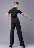 Штани для бальних танців MASSIMO, велюровый пояс 95%поліестер, 5%еластан, чорний, 146см