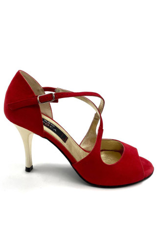 Туфлі для танго FLAVIA замша, червоний, 8 cm, 6,5