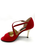 Туфли для танго Flavia замша, красный, 8 cm, 6,5