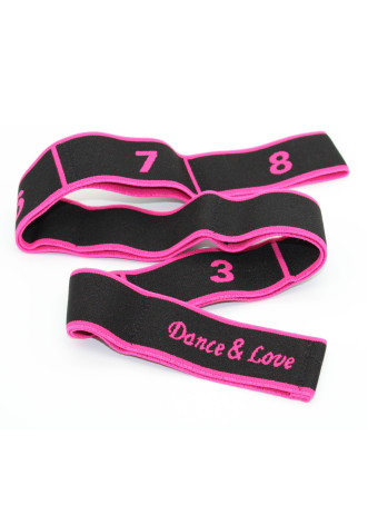 Резинка для растяжки 8 петель Dance & Love (дет) полиэстер+резина, черный+розовый, 4х80см