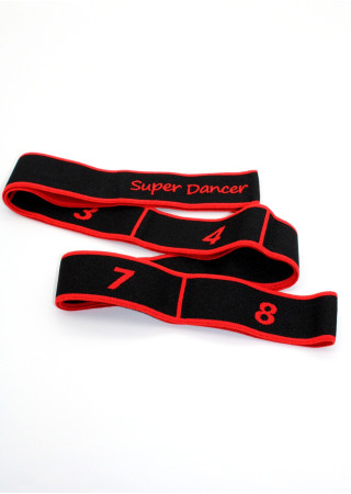 Резинка для розтяжки 8 петель Super Dance (дор.) поліестер+гума, чорний+червоний, 4х90 см
