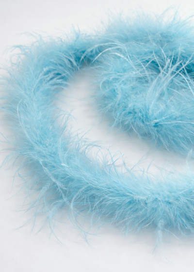 Боа страус однониточный перо, голубой, 1.8m