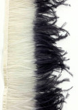 Перья на ленте страус перо, чёрный-белый, 20cm