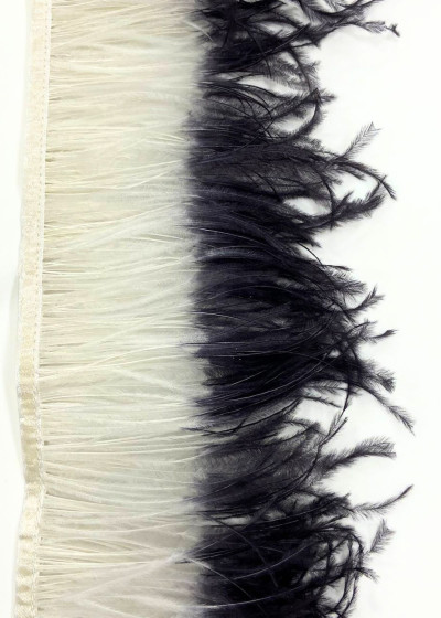 Пір'я на стрічці страус пір'я, чорний+білий, 20cm