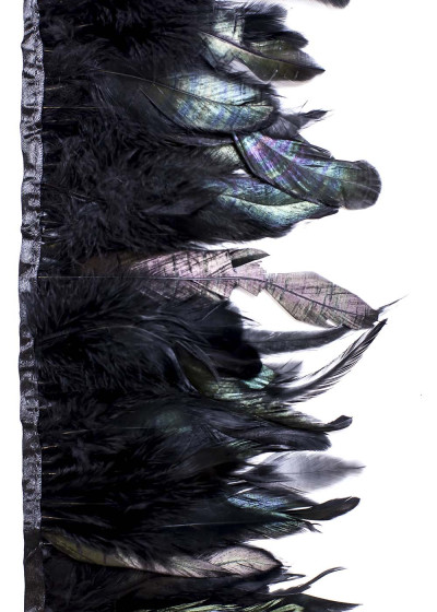 Перья на ленте петух перо, черный, 28cm