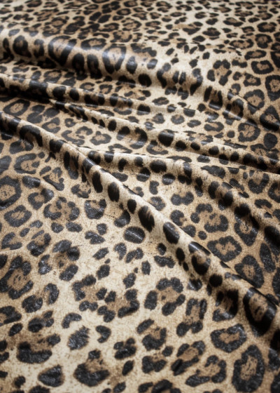 Лайкра принт Леопард з напиленням 90%поліестер, 10%еластан, коричневий, 1,55m