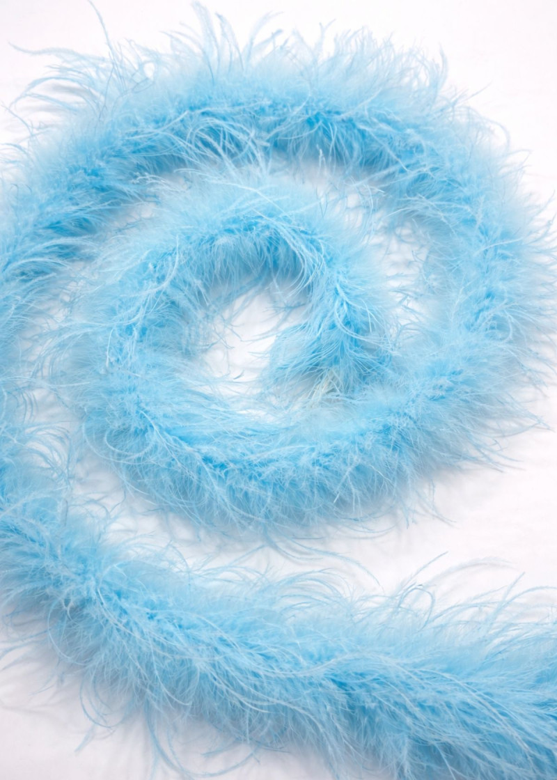 Боа страус двухниточный перо, голубой, 1.8m