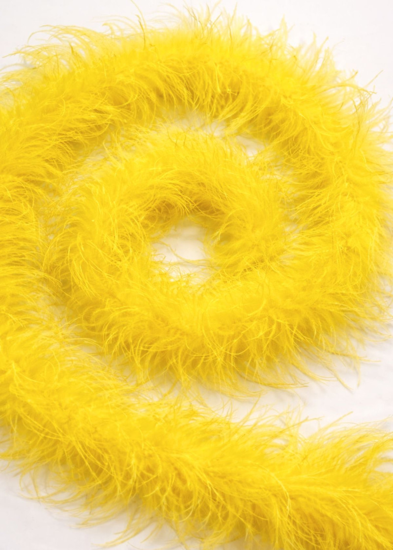 Боа страус двухниточный перо, лимон, 1.8m