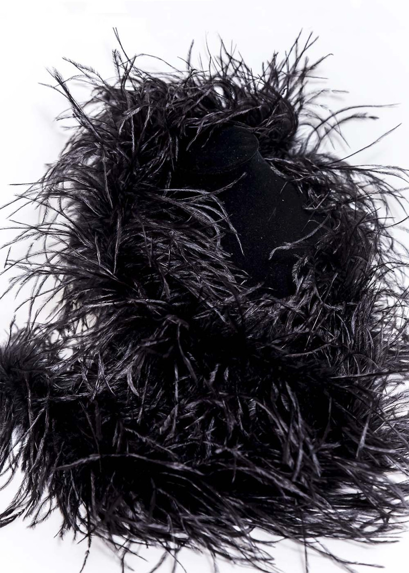 Боа страус Premium перо, Black, 1.8m, трехниточный