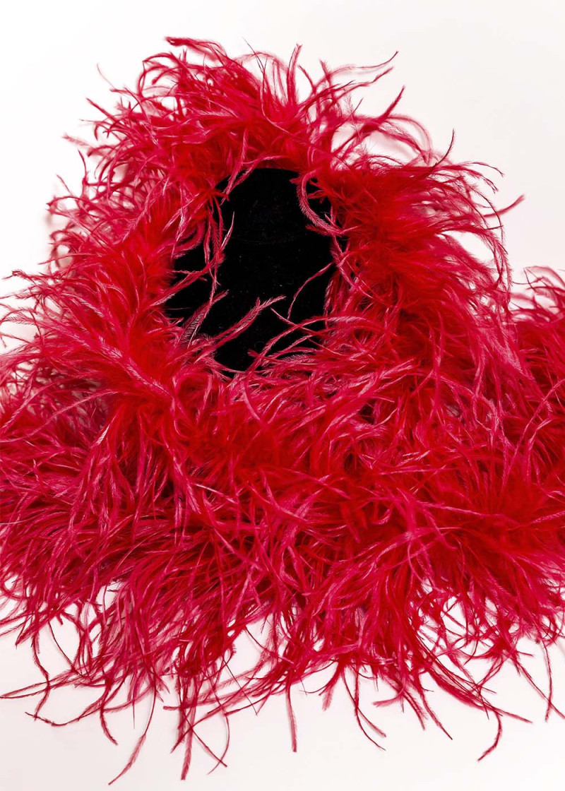 Боа страус Premium перо, Red, 1.8m, трехниточный