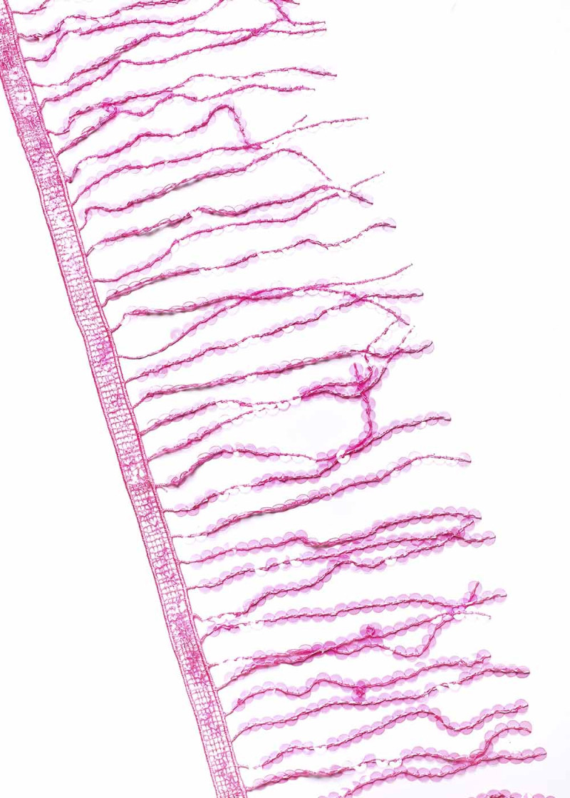 Пайеточная танцевальная бахрома розовый, 15cm