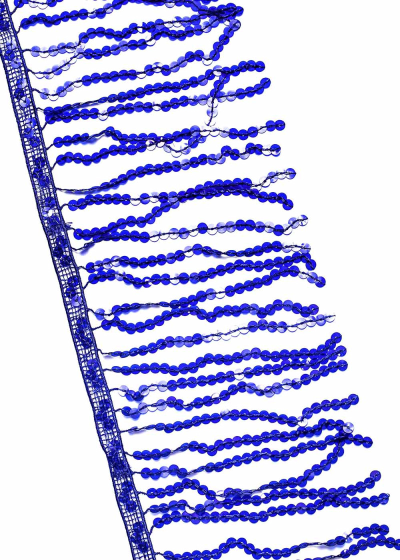 Паєточна танцювальна бахрома синій, 15cm
