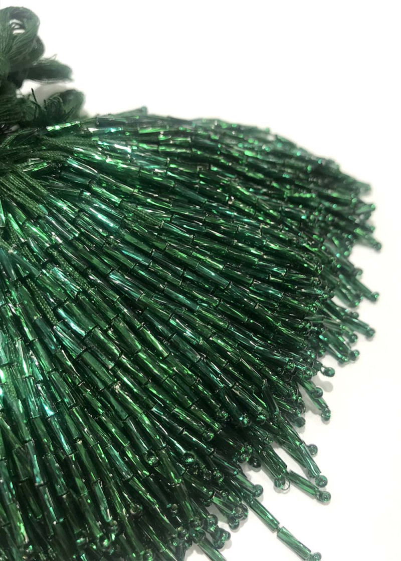 Пучки стеклярусные витые стекло, Emerald, 7cm