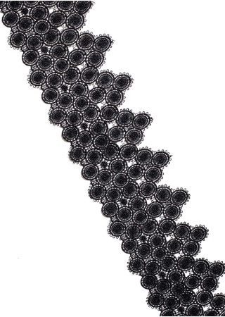 Лейсы в ленте кружево ELOISA 100%полиэстер, чёрный, 10cm
