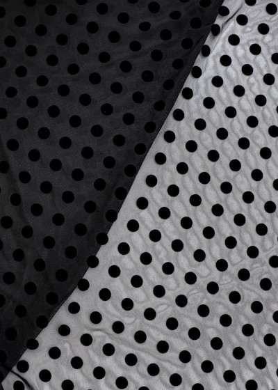 Сетка флок "Dot" 60%полиамид, 40%эластан, чёрный, 1.5m