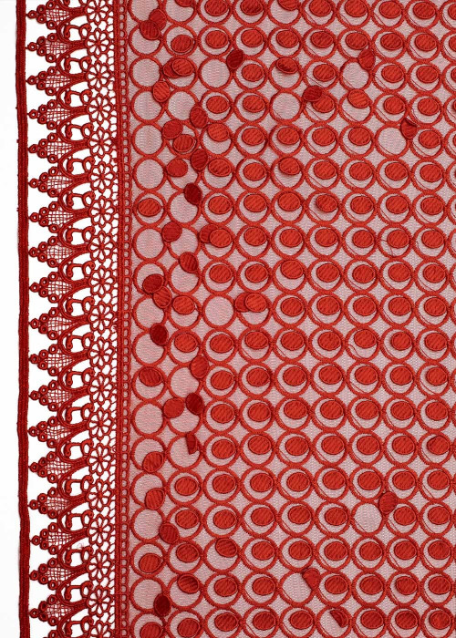 Лейсовое полотно "Dinara" 100%полиэстер, красный мак, 1.3m