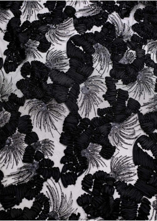 Фатин с декором "Marissa" 100%полиэстер, чёрный, 1.3m