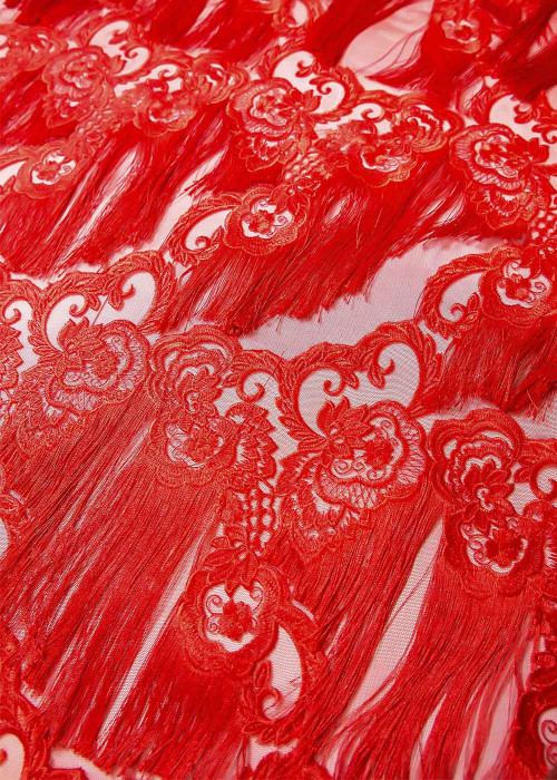 Фатин із декором VIRGINIA 100%нейлон, червоний, 1.4m