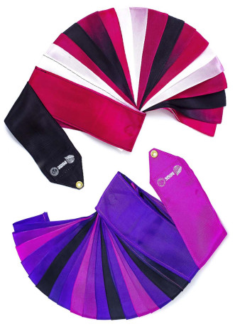 Стрічка для гімнастики SASAKI NEW FIG MJ-715HG, 5m сатин-шовк, Lavender x White x Pink (LDxWxP), 5m